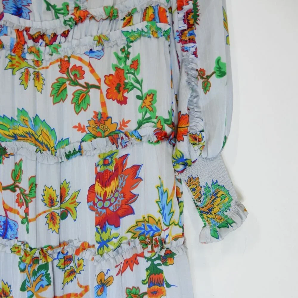 Chelsea & Violet Margaux Plisse V-neck Maxi DRESS Size XS Sky Floral NEW $159 - Picture 8 of 11